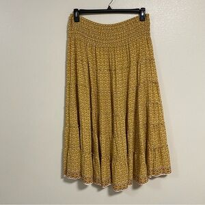Max Studio Skirt Women’s Size XXL Yellow Ditzy Floral print midi tiered skirt